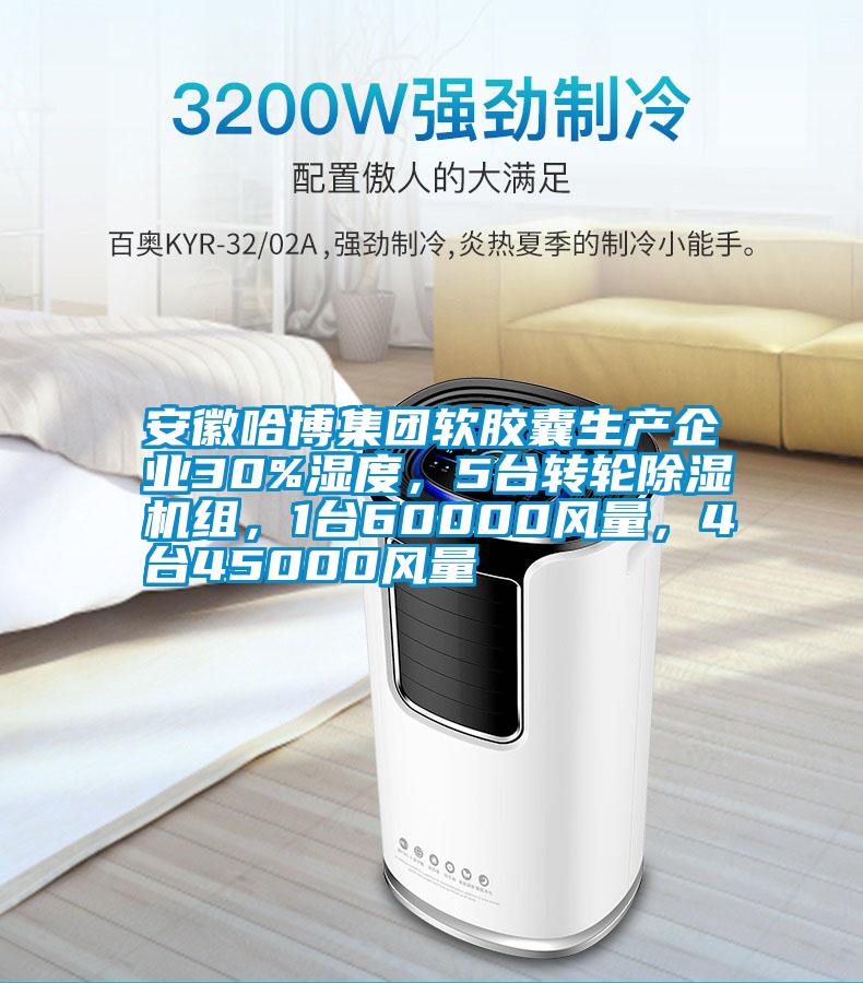 安徽哈博集團(tuán)軟膠囊生產(chǎn)企業(yè)30%濕度，5臺(tái)轉(zhuǎn)輪除濕機(jī)組，1臺(tái)60000風(fēng)量，4臺(tái)45000風(fēng)量